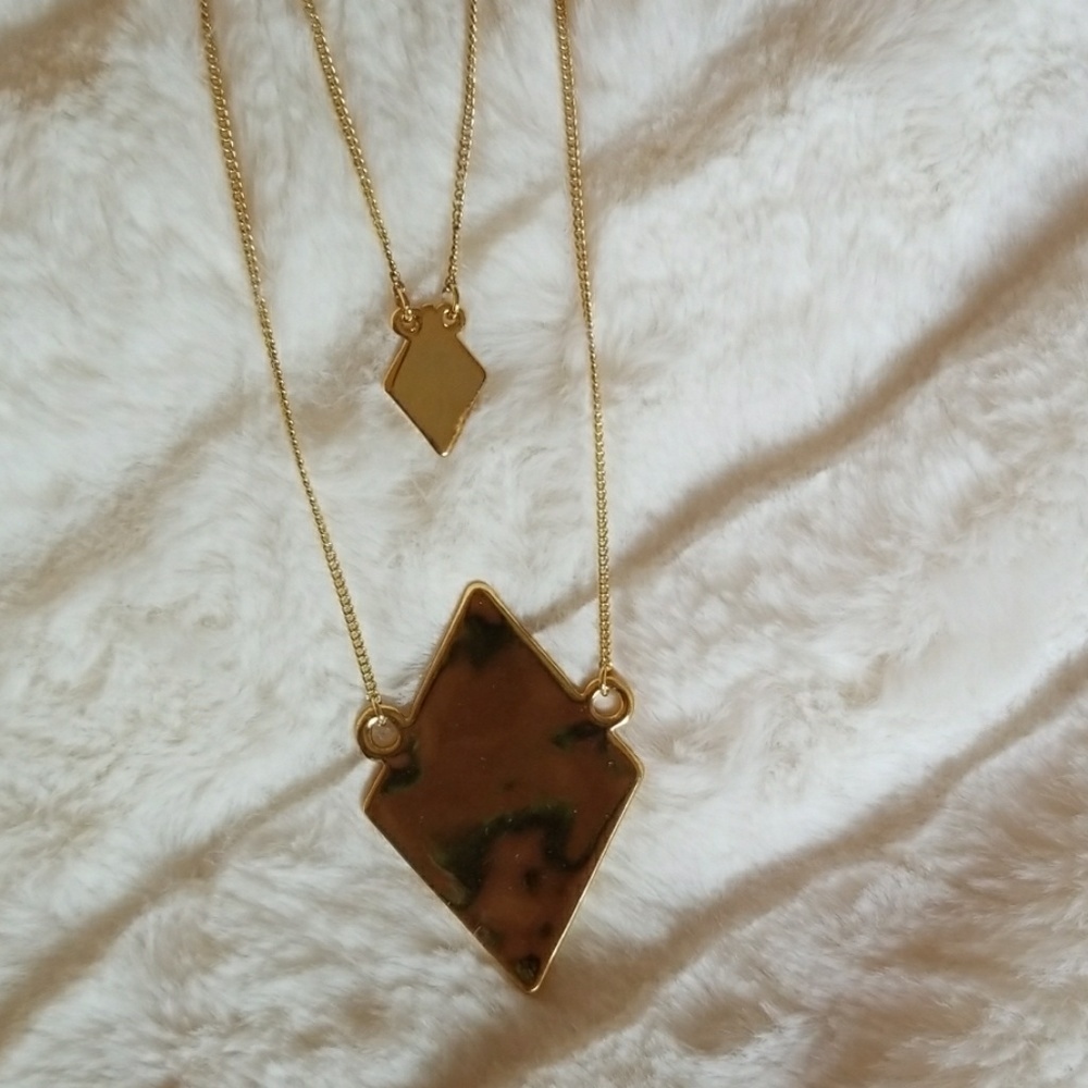 JULES SMITH // ltd ed long gold double strand diamond pendants lotus necklace